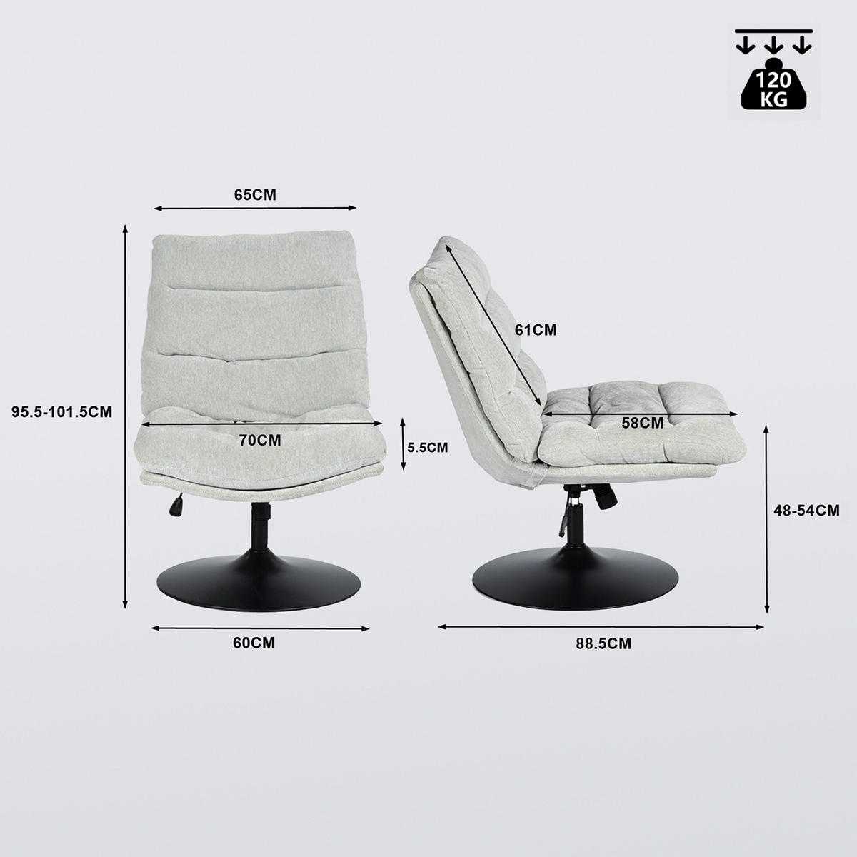 SESSEL, Beine aus Stahl, Bezug aus Stoff - Grau, Textil/Metall (65/101.5/88.5cm) - Meubles Cosy