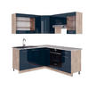 ECKKÜCHE Fame-Line Dunkelblau Hochglanz/Goldkraft Eiche 160 x 190 cm AP Marmor - Eiche Wotan/Dunkelblau, Holzwerkstoff (190/81.6/60cm) - Vicco