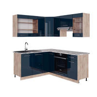 ECKKÜCHE Fame-Line Dunkelblau Hochglanz/Goldkraft Eiche 160 x 190 cm AP Marmor - Honigeiche/Dunkelblau, Holzwerkstoff (190/81.6/60cm) - Vicco