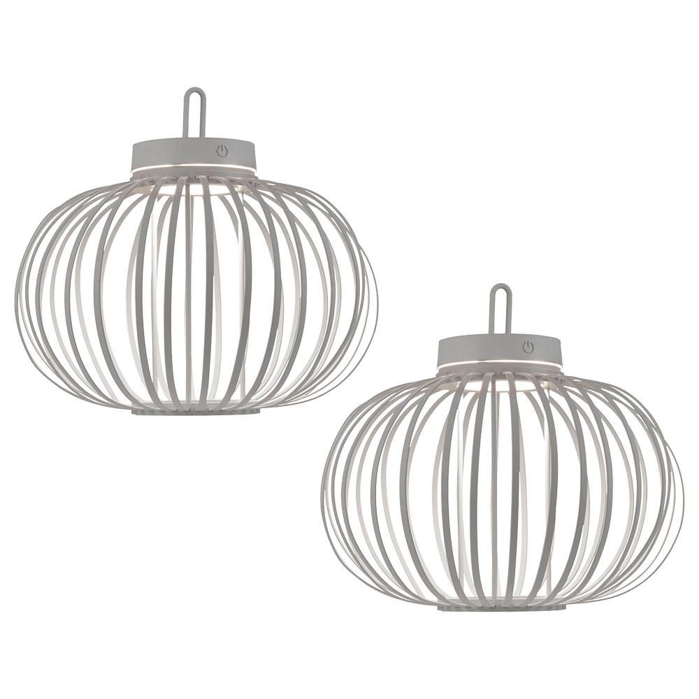 PENDEL-/TISCHLEUCHTE GABBIA LED Bambus greige, Akku, 2er Set - Beige, Holz (36/36/33cm)