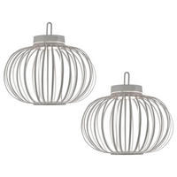 PENDEL-/TISCHLEUCHTE GABBIA LED Bambus greige, Akku, 2er Set - Beige, Holz (36/36/33cm)