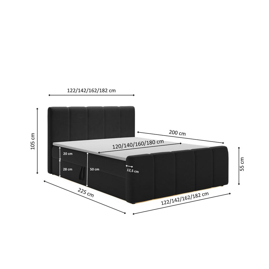 Thumbnail - Kaiser Möbel Boxbett, Schwarz, Holz, Rechteckig, 120x200 cm, Schlafzimmer, Betten, Boxspringbetten
