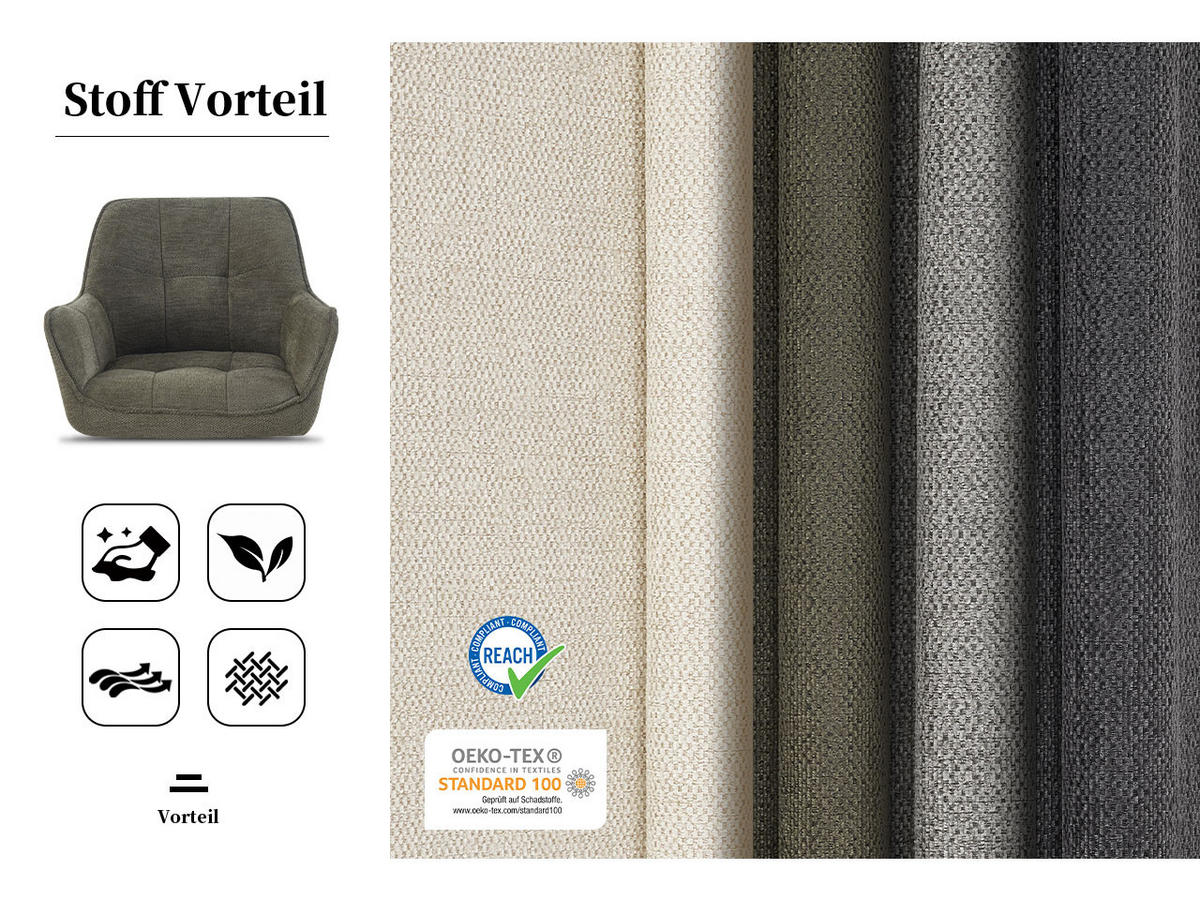 ESSZIMMERSTUHL THOMAS-LINA 2er-Set 360°drehbar - Dunkelgrün, Holz/Textil (61/82/62cm) - DUBI Möbel