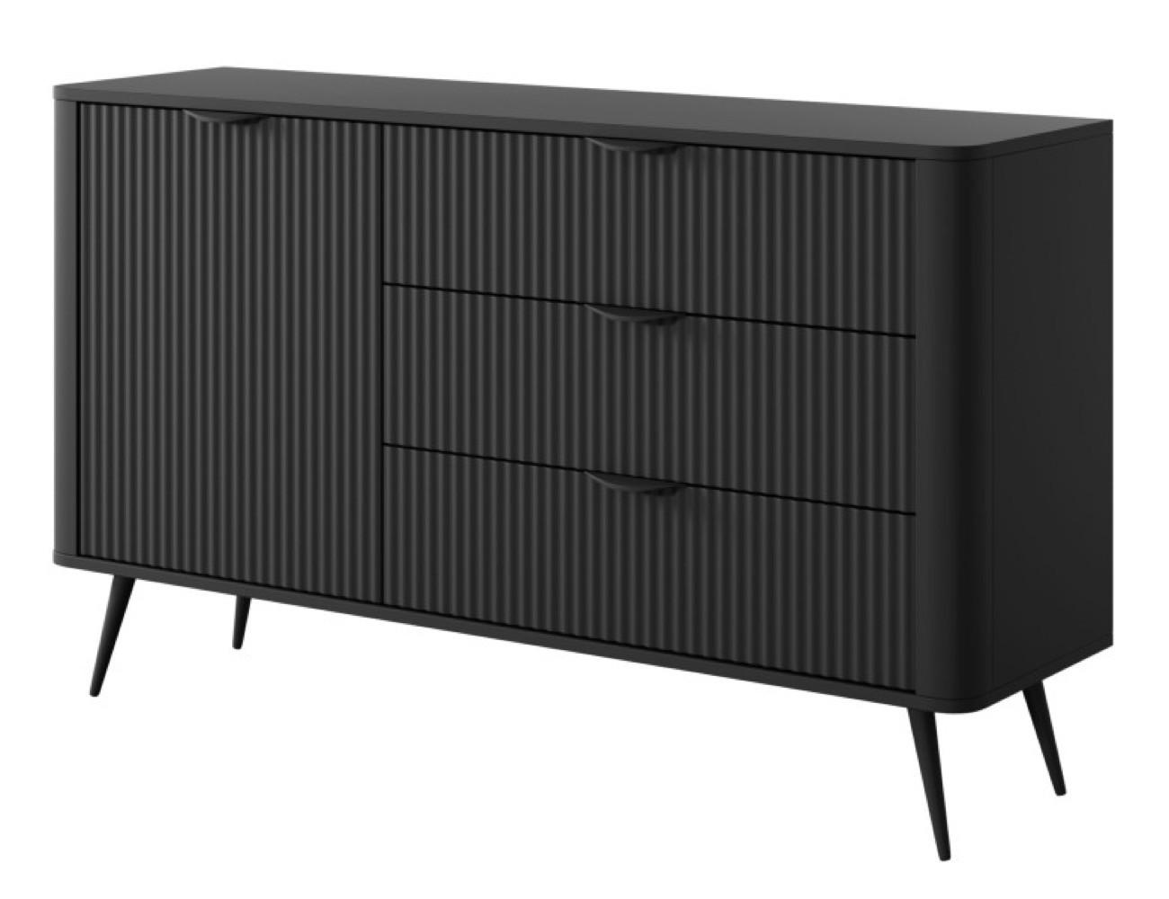 KOMMODE Schwarz D3S LENA Modern Klein Gerillt - Schwarz, Holzwerkstoff (138/81/38cm) - Sepro Meble