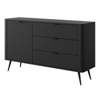 KOMMODE Schwarz D3S LENA Modern Klein Gerillt - Schwarz, Holzwerkstoff (138/81/38cm) - Sepro Meble