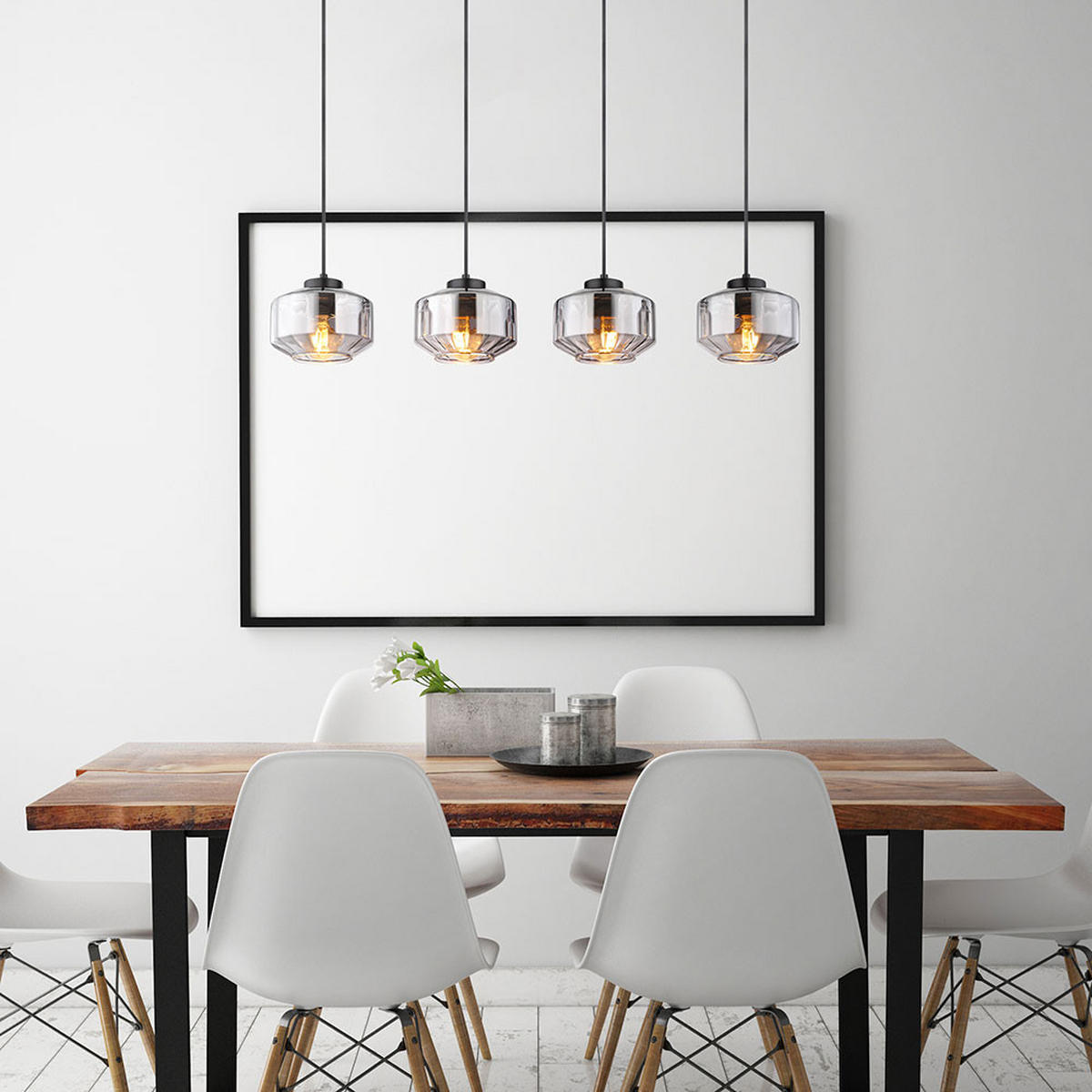 HÄNGELEUCHTE Metall Glas Schwarz - Schwarz, Glas (96/18/120cm) - Globo Lighting