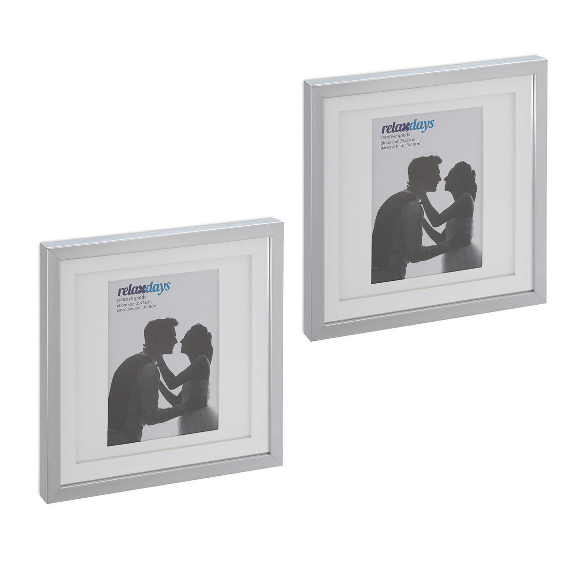 2XBILDERRAHMEN - Silberfarben, Glas/Kunststoff (27/27/2.5cm) - Relaxdays