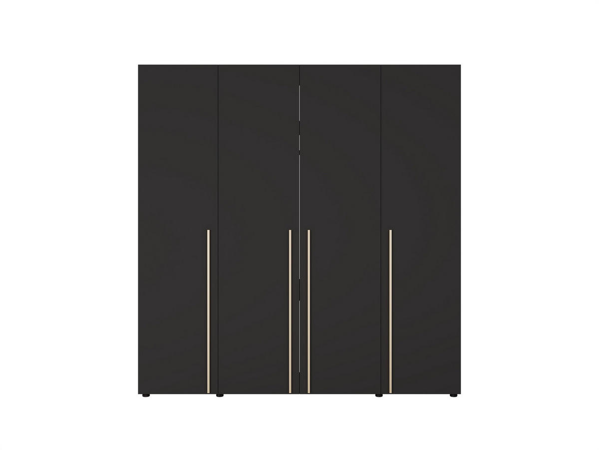 DREHTÜRENSCHRANK Arni Schwarz Matt - 11 Fächer - 200x206x60 cm - Schwarz, Holzwerkstoff (200/206/60cm) - Ravio