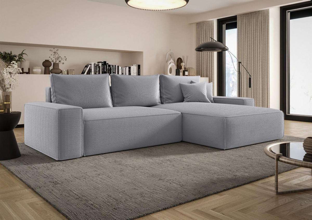 ECKSOFA Walken Mit Schlaffunktion - Hellgrau, Holzwerkstoff/Textil (280/185cm) - Fun Möbel