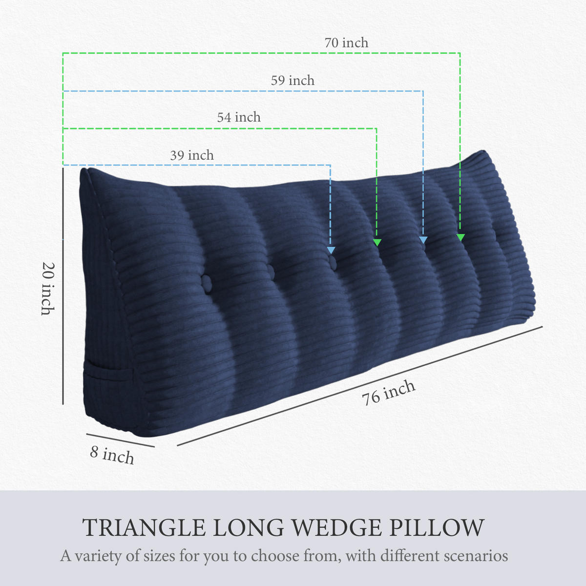 LESEKISSEN für Bett Kord Dunkelblau 60 cm - Dunkelblau, Textil (50/60cm) - Vercart