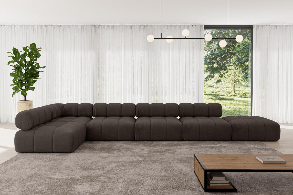 ECKSOFA modulares Sofa Favio-L3 - 475x190x70 cm Braun Velours - Braun, Holzwerkstoff/Textil (475/190cm) - ALTDECOR