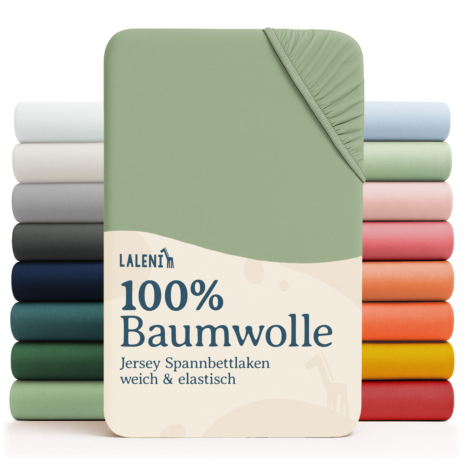 SPANNBETTLAKEN für Beistellbett & Stubenwagen – 100% Baumwolle, Atmungsaktiv & Weich, 50x89x10 cm, Grün - Grün, Textil (50/89cm) - Laleni