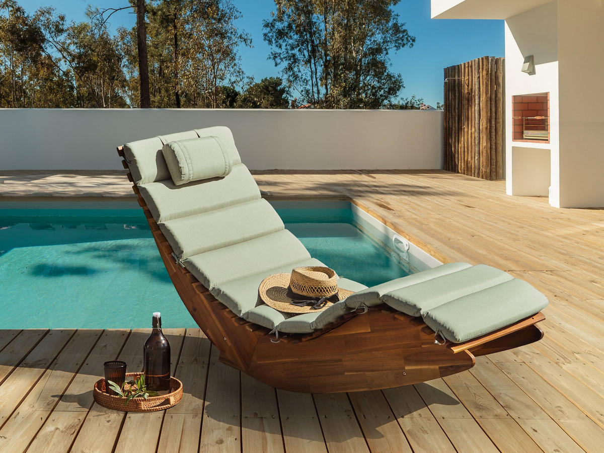 Liegenauflage Hellgrün 60/180 cm Brescia Premium - Hellgrün, Textil (180/5/60cm) - Beliani