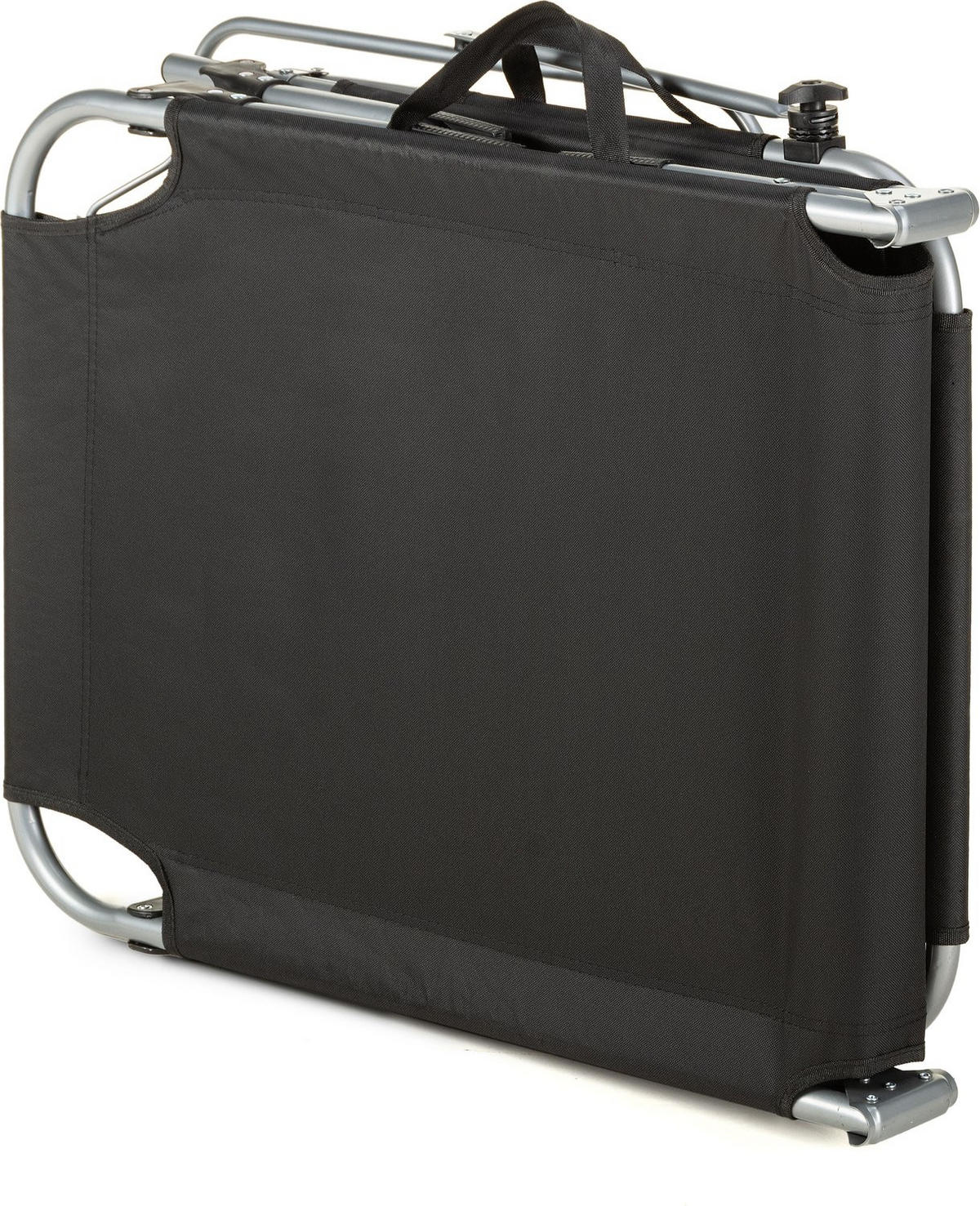 SONNENLIEGE mit Sonnendach, bis 120 kg - Schwarz, Textil/Metall (60/60/188cm) - Outtec