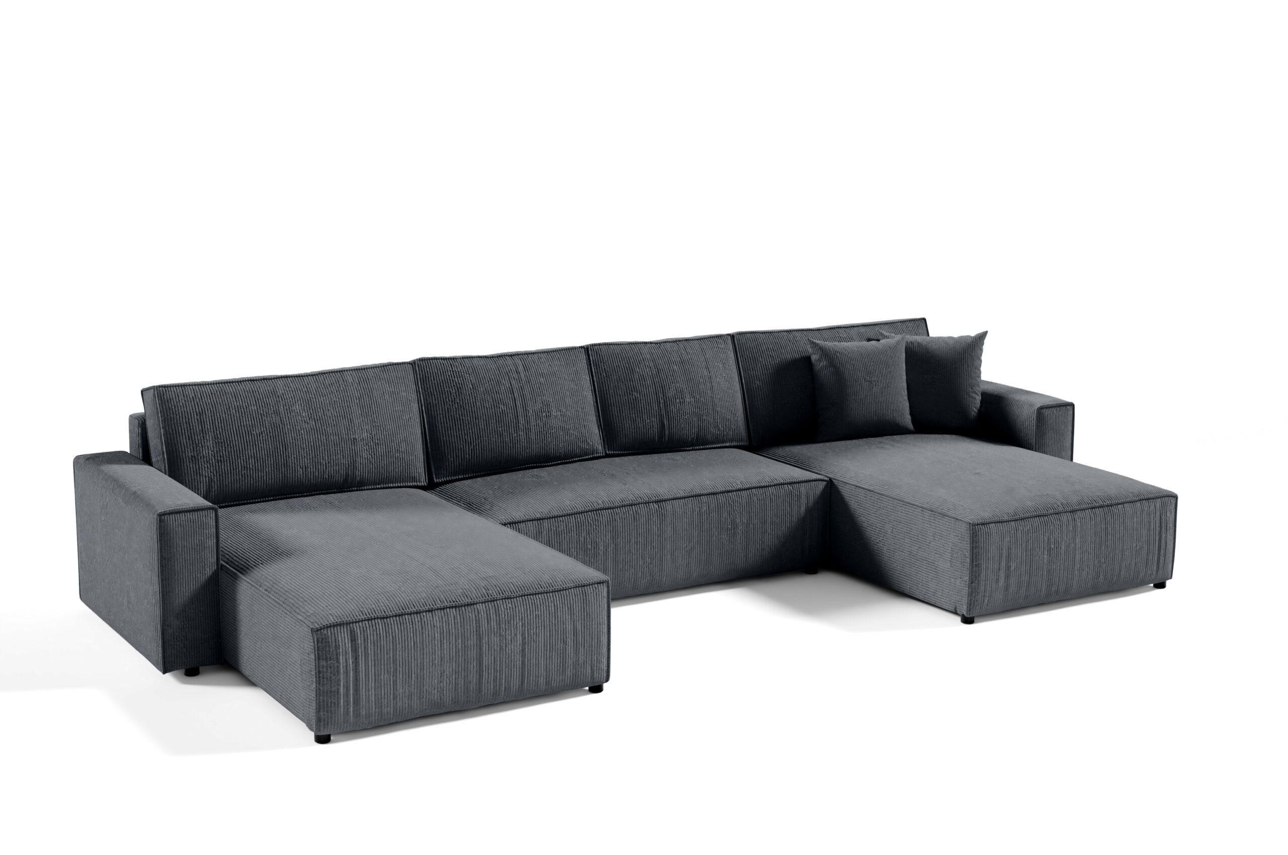 WOHNLANDSCHAFT Sekwana U Anthrazit - Anthrazit, Naturmaterialien (185/70/398cm) - Fedve