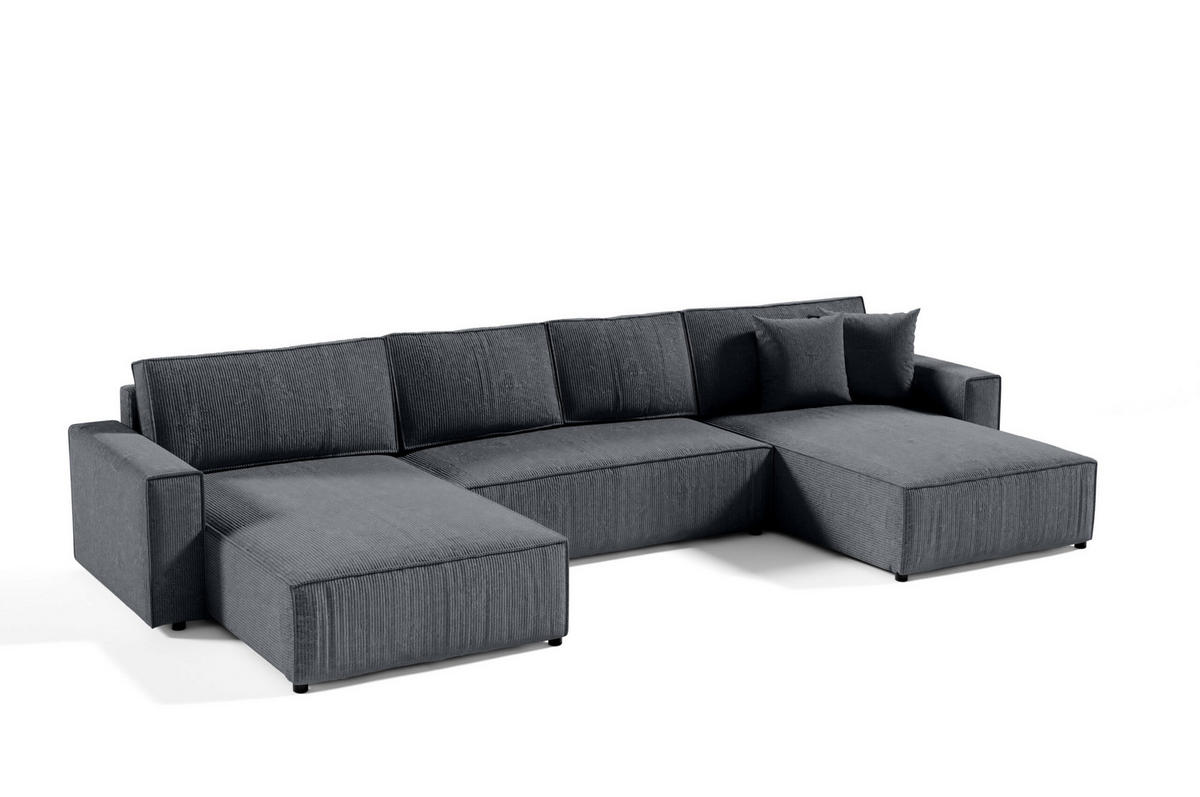 WOHNLANDSCHAFT Sekwana U Anthrazit - Anthrazit, Naturmaterialien (185/70/398cm) - Fedve
