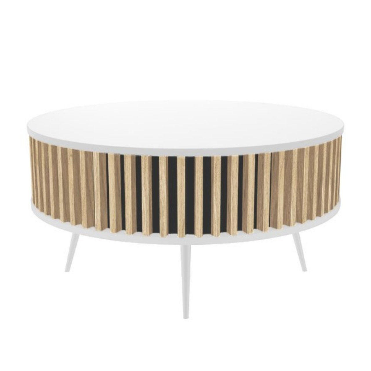 COUCHTISCH RONDA Möbelplatte Eiche Weiß 90 cm - Weiß, Holz (92/90/46cm) - kommodly