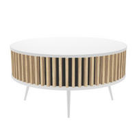 COUCHTISCH RONDA Möbelplatte Eiche Weiß 90 cm - Weiß, Holz (92/90/46cm) - kommodly