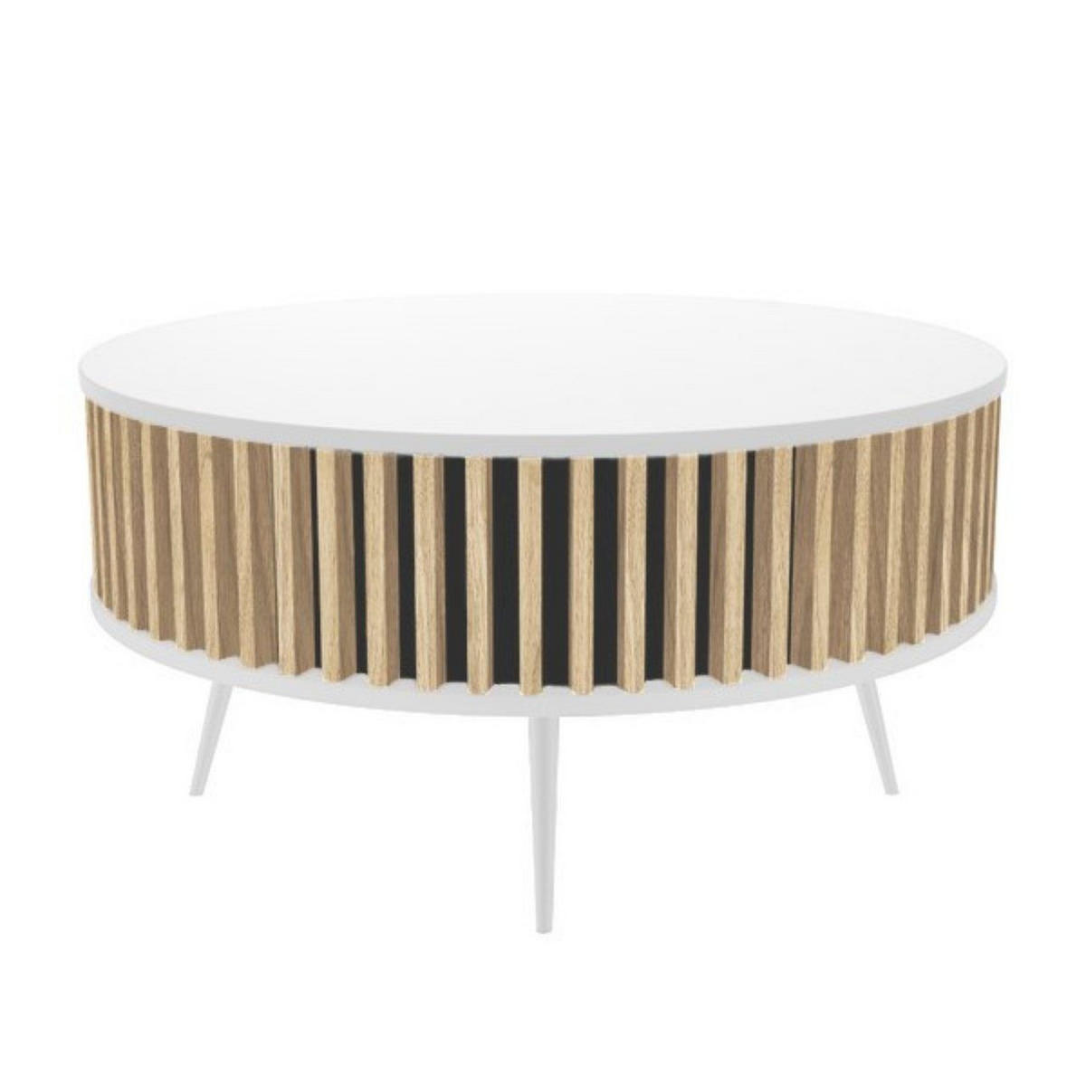 COUCHTISCH RONDA Möbelplatte Eiche Weiß 90 cm - Weiß, Holz (92/90/46cm) - kommodly