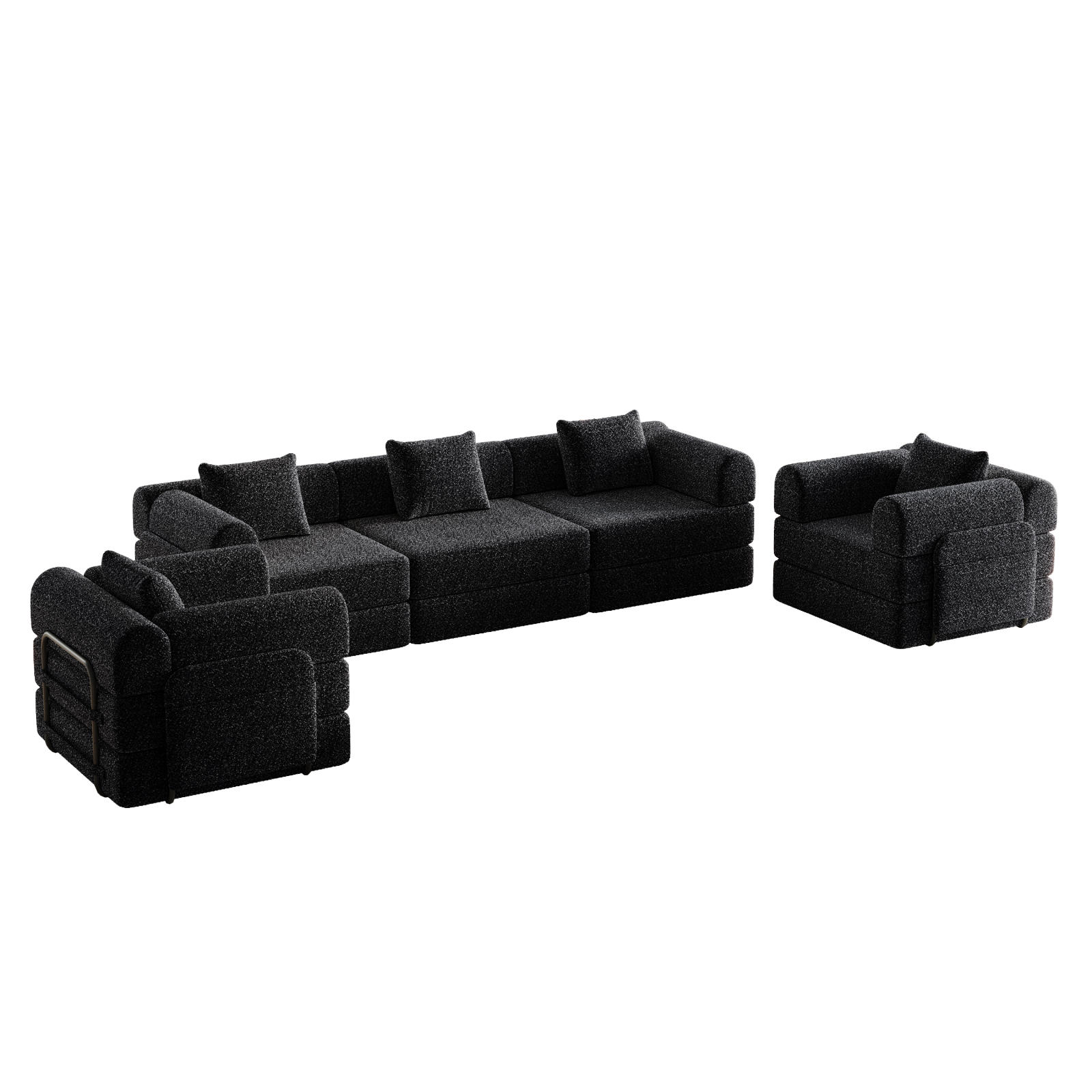 SCHLAFSOFA 2-in-1 aus Chenille mit Armlehnen-Staufach - Schwarz, Textil (183.8/69.8/91.4cm)