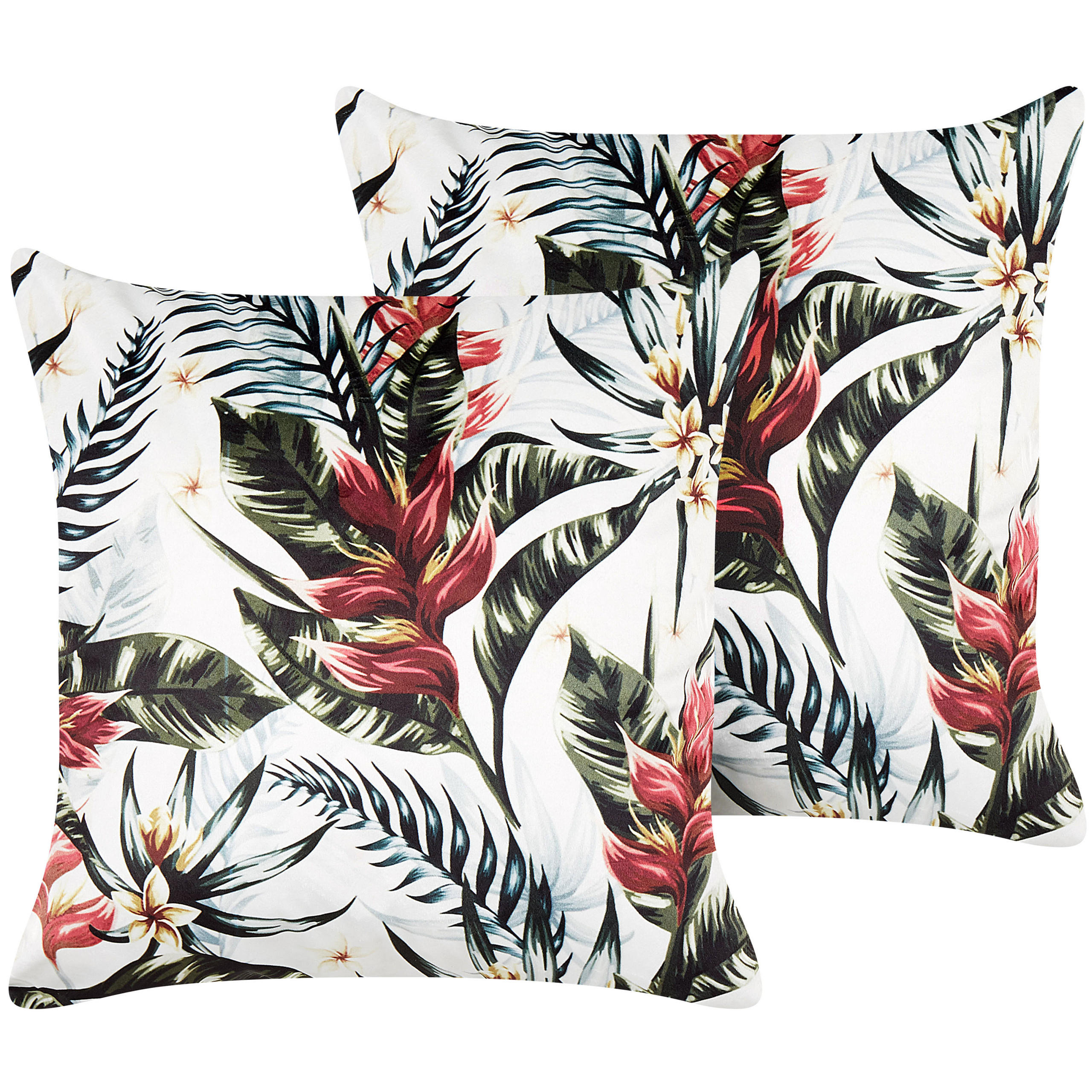 DEKOKISSEN 2er-Set Cremeweiß 45/45 cm Edelweiss - Ecru/Multicolor, Textil (45/45cm) - Beliani