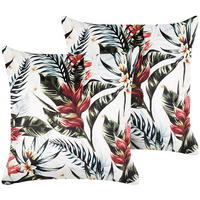 DEKOKISSEN 2er-Set Cremeweiß 45/45 cm Edelweiss - Ecru/Multicolor, Textil (45/45cm) - Beliani