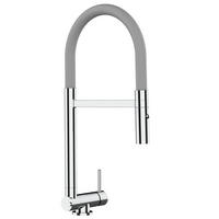 VORFENSTER-KÜCHENARMATUR, Umklappbar 4,5 CM, Verchromt und Grau, 2-Strahl-Brause - Grau, Metall (21.3/44.4/21.3cm) - VIZIO