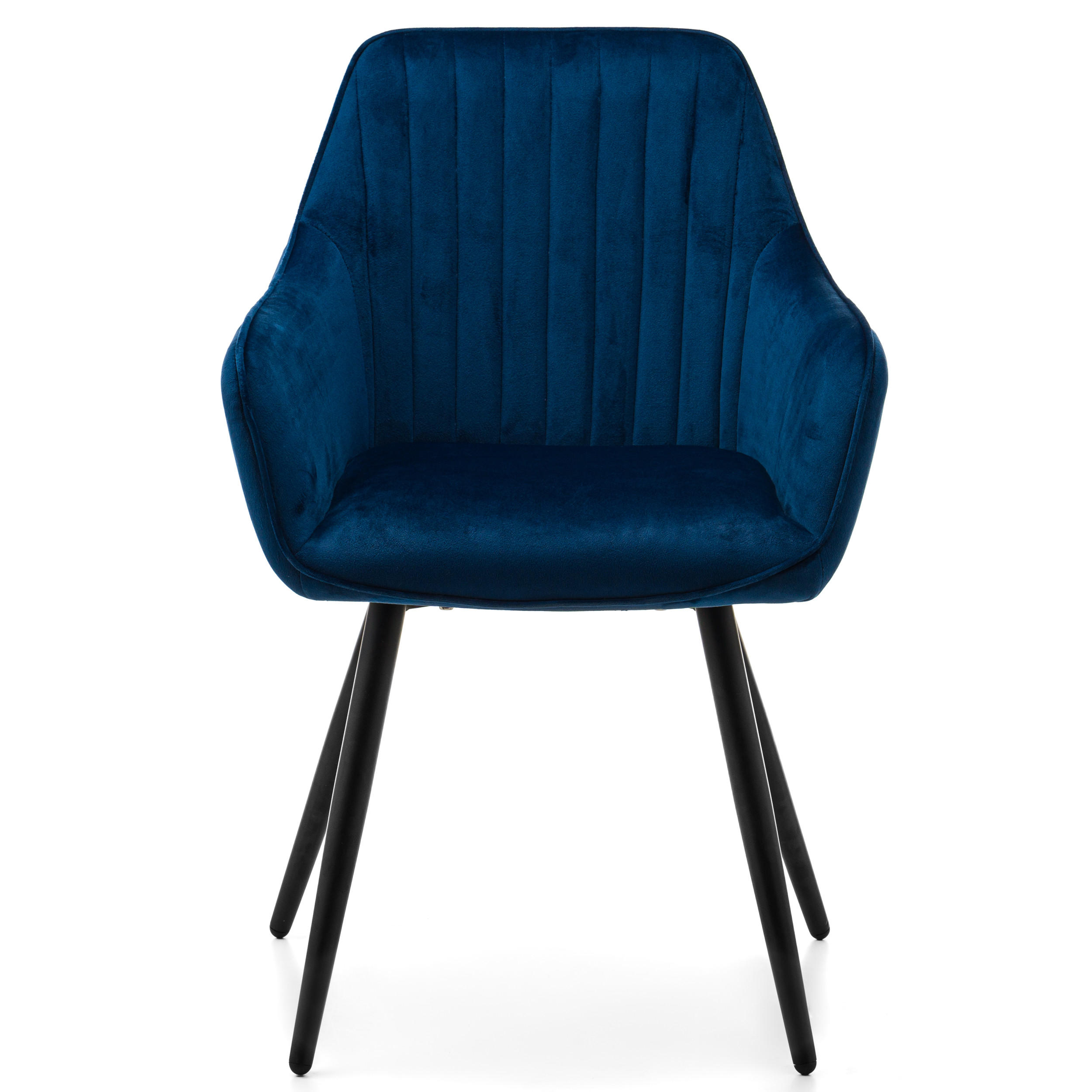 STUHL PASSO gepolstert mit Steppung - dunkelblau - Samt Velours - Schwarz/Dunkelblau, Textil/Metall (58/87/60cm) - NEW HOME