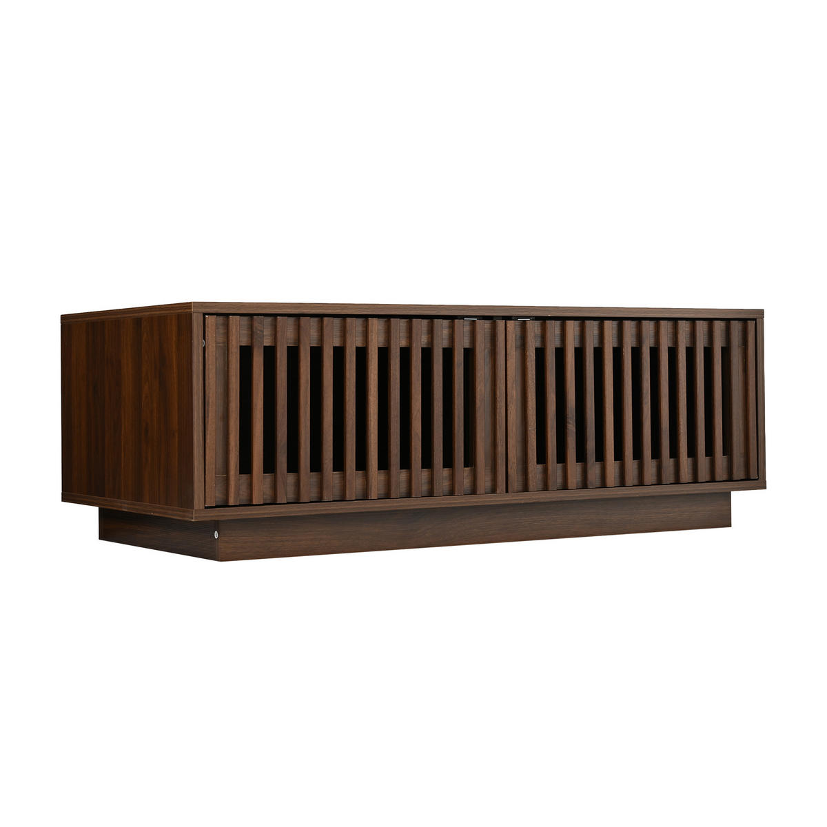 COUCHTISCH mit 2 Türen und Stauraum Walnussholzfarbe 100/50/35 cm - Walnussfarben, Holzwerkstoff (100/50/35cm) - EVRYAE