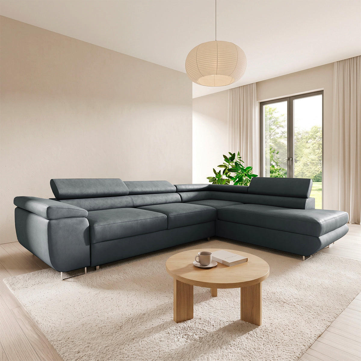ECKSOFA Lyam 4 Sitzplätze Dunkelgrau - Grau, Textil (271/201cm) - Petits-meubles