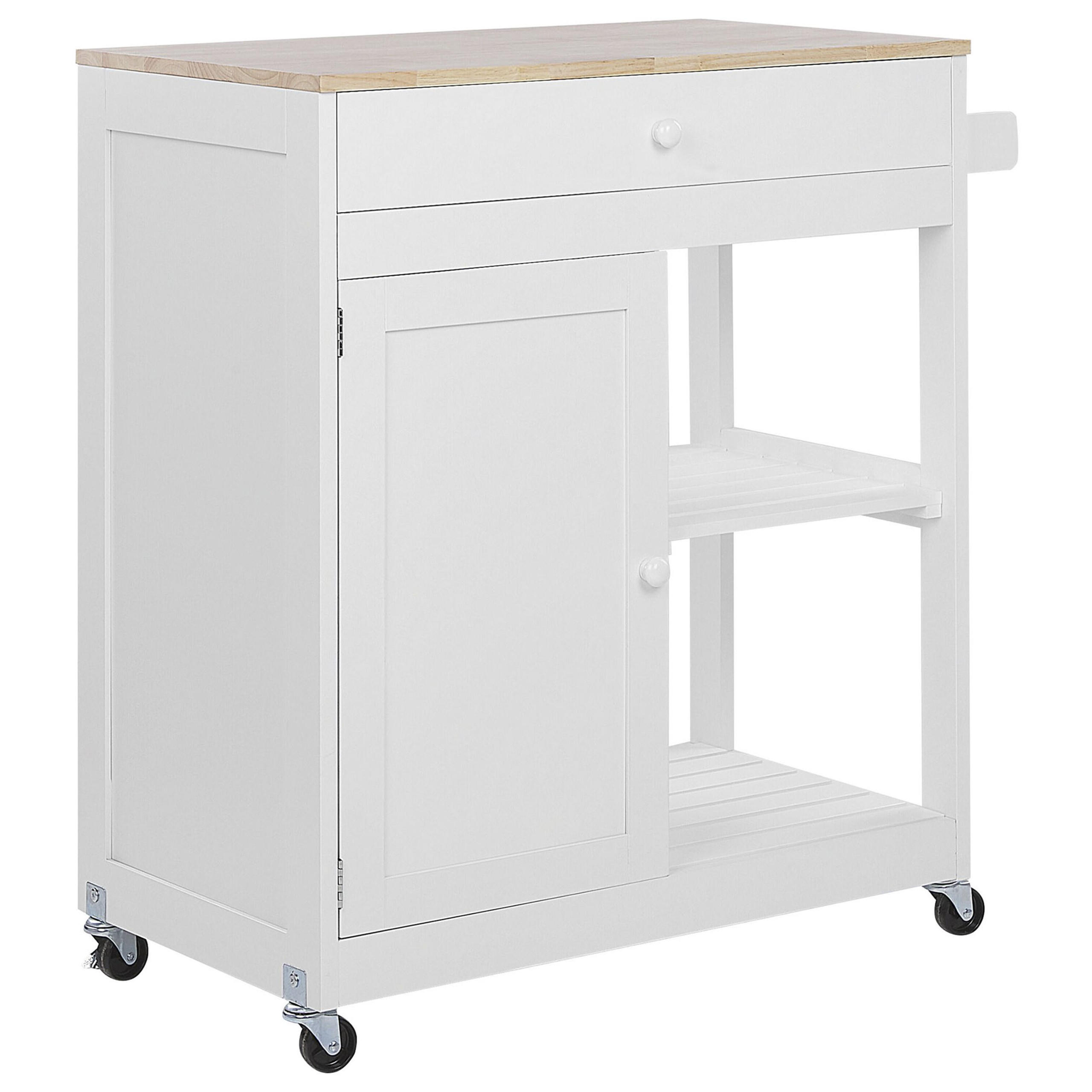 Beliani Servierwagen Weiß, Braun 75x87x44 cm