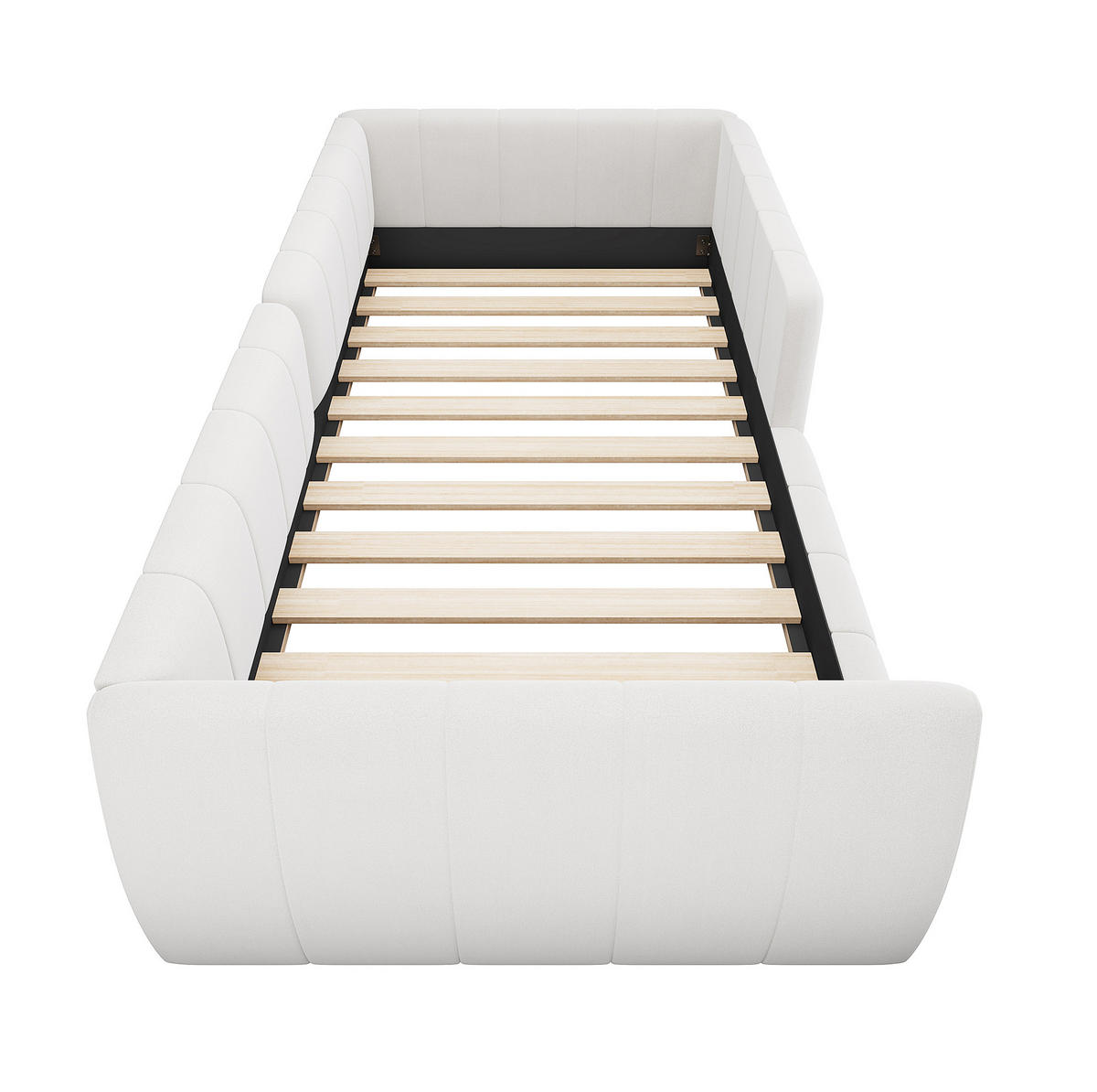 POLSTERBETT 90/200 cm aus MDF und Leinenstoff mit Sicherheitsgeländer und gepolstertem Kopfteil, Beige - Beige, Holzwerkstoff (90/200cm) - Redom