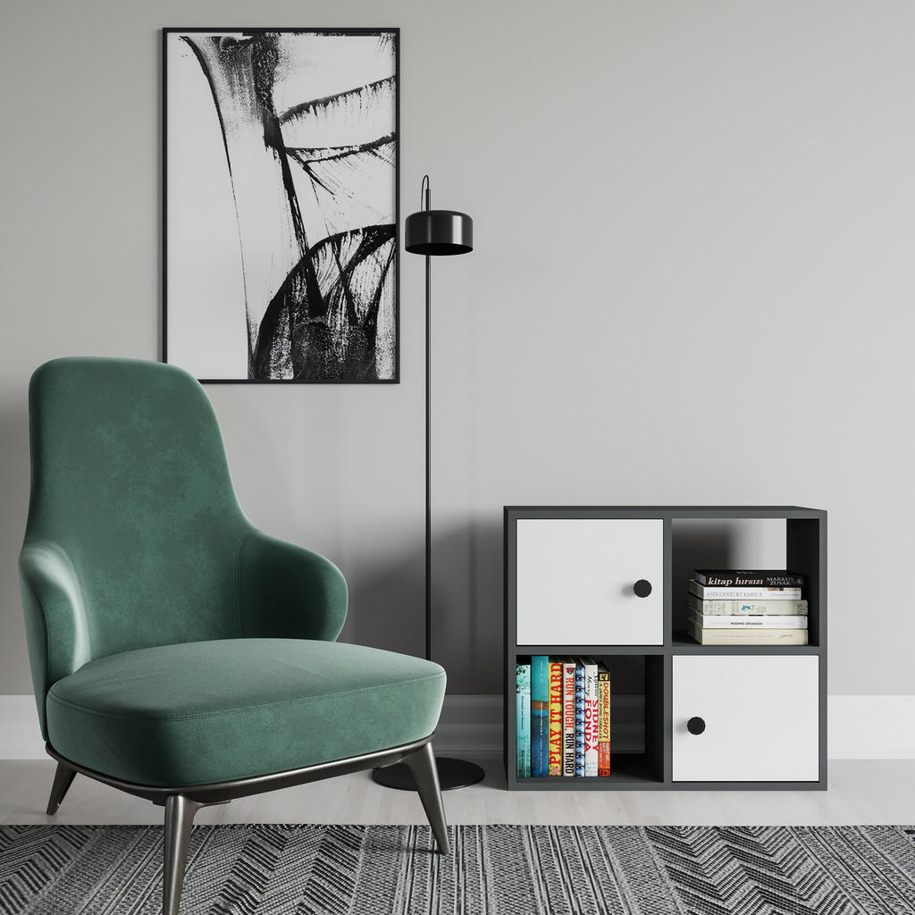 Thumbnail - Decorotika Bücherregal, Weiß, Grau, Holzwerkstoff, Holz Optik, Rechteckig, 25x63.2x72 cm, Wohnzimmer, Regale, Bücherrega...