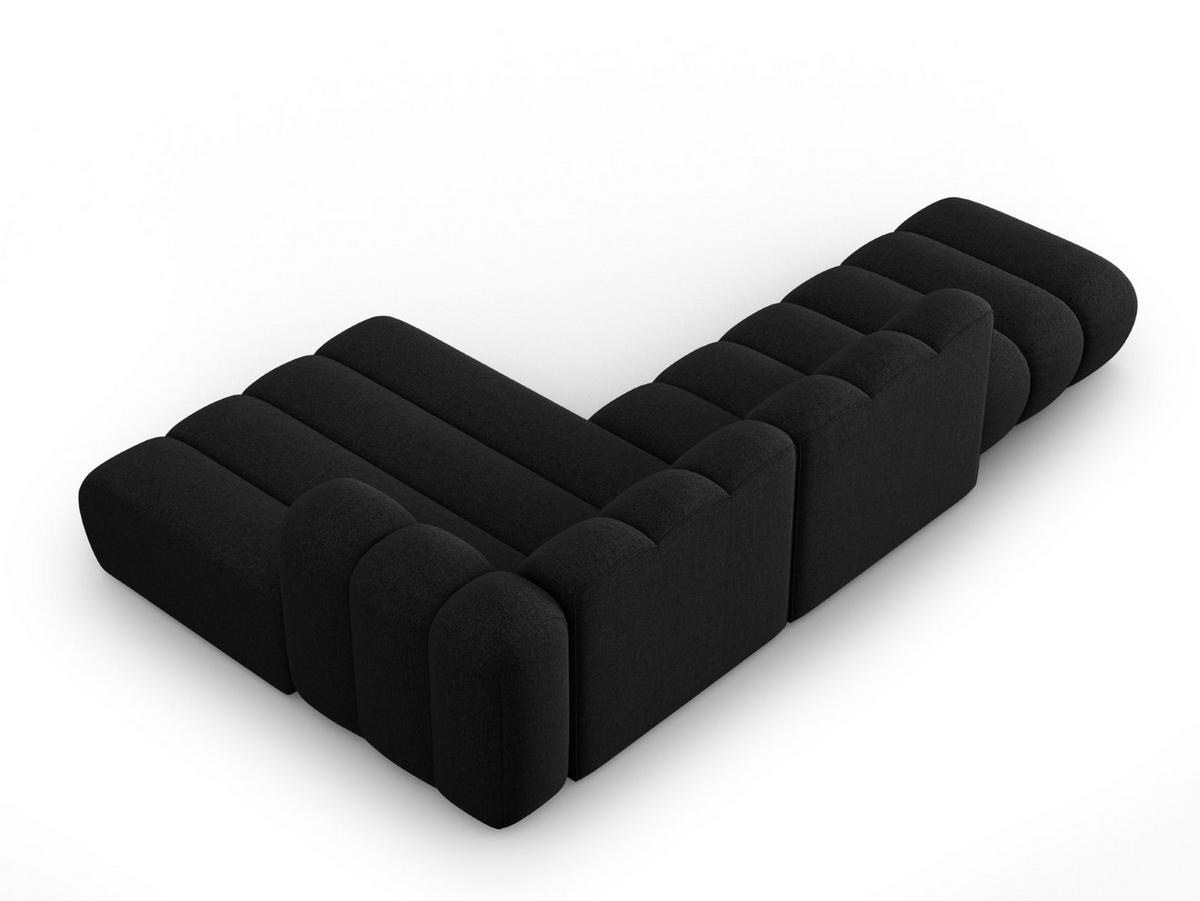 ECKSOFA modular rechts Lupine aus Chenille-Stoff schwarz 5 Sitzplätze - Schwarz, Textil (177/299cm) - Micadoni