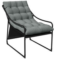 ZÁHRADNÉ kreslo 110/62/88 cm sivé z ocele s hrubým sedacím vankúšom a podrúčkami - sivá, kov (62/88/110cm) - OKWISH