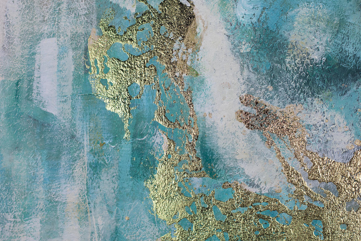 ACRYLBILD HANDGEMALT 60/60 cm - Blau/Goldfarben, Holz/Textil (60/60cm) - KUNSTLOFT