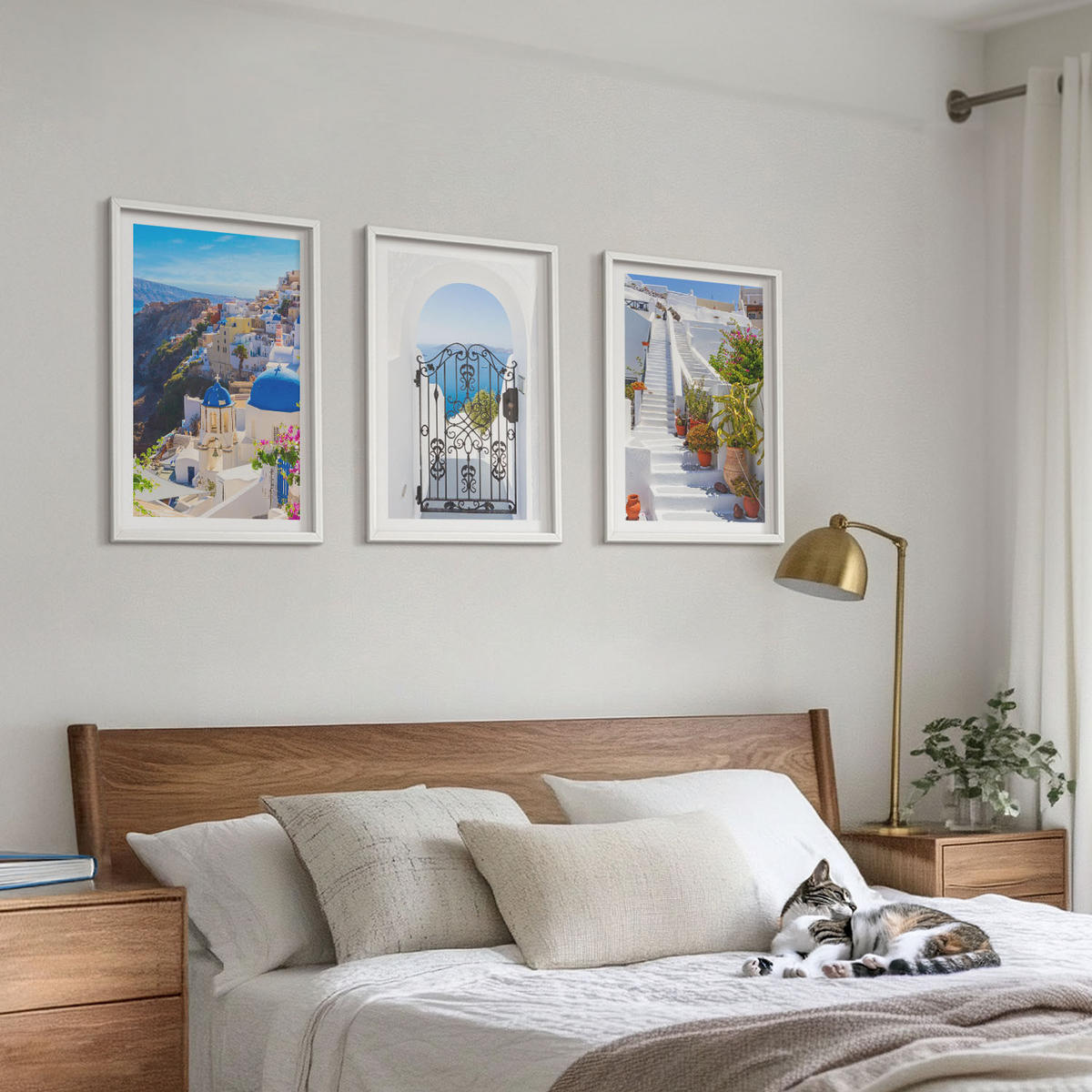 WANDBILDER 3er-Set - 40x60 cm Weißer Rahmen - Santorini-Architektur Oia - Weiß, Kunststoff (40/60cm) - ArtPrintCave