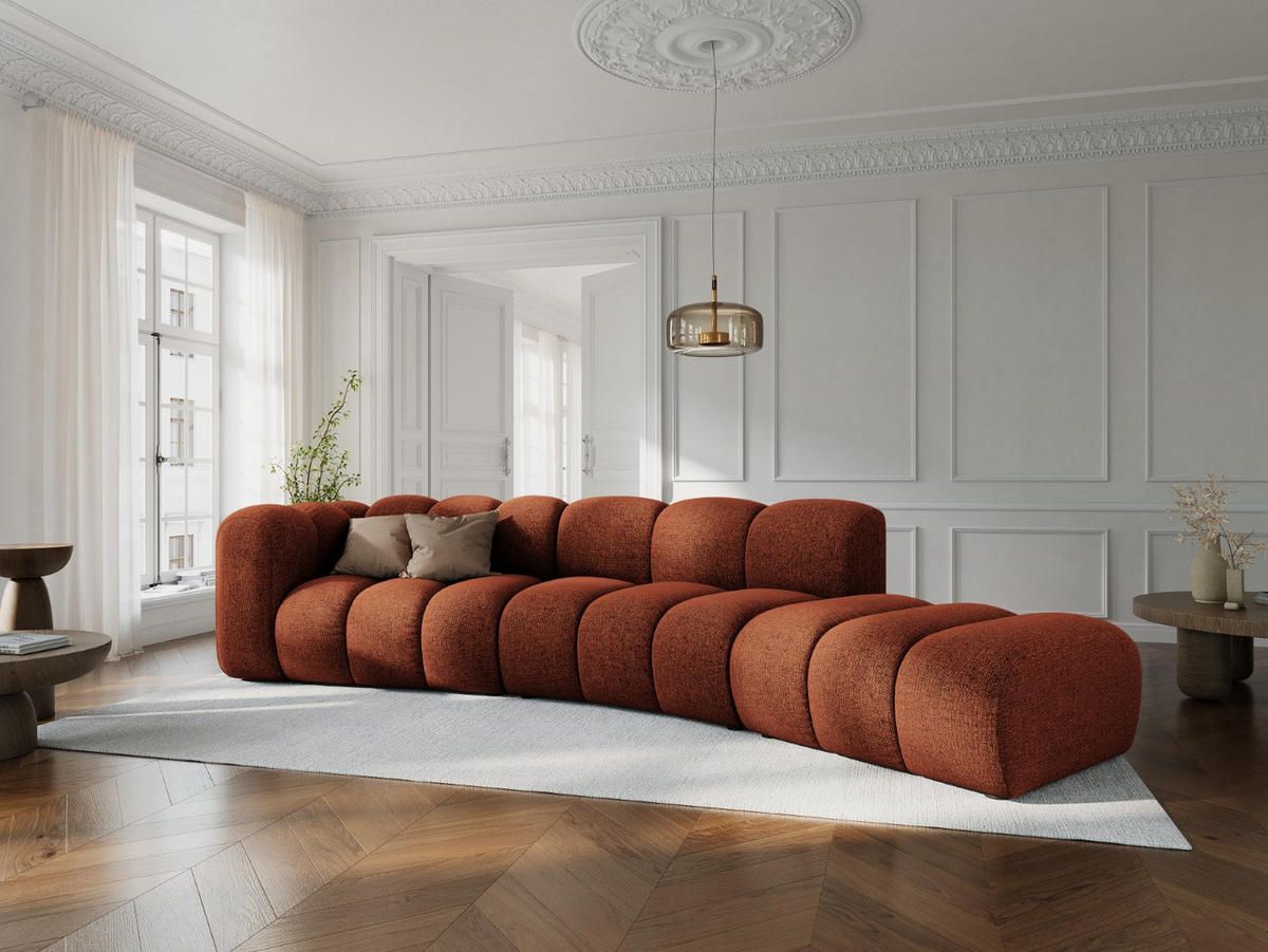 SOFA modular rechts Lupine aus Chenille-Stoff terrakotta 5 Sitzplätze - Terracotta, Textil (335/70/166cm) - Micadoni