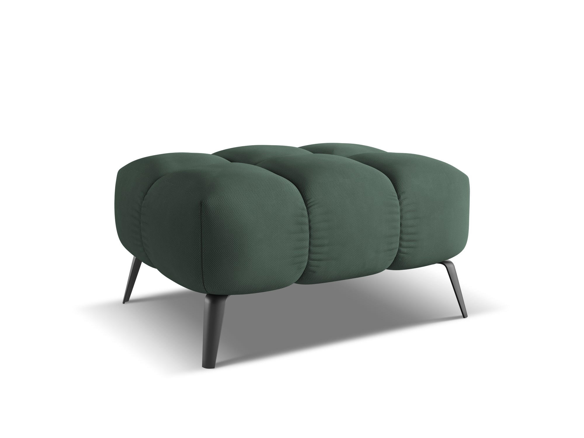 POUF Chenille Stoff Grün - Schwarz/Grün, Textil/Metall (78/41/60cm) - Makamii