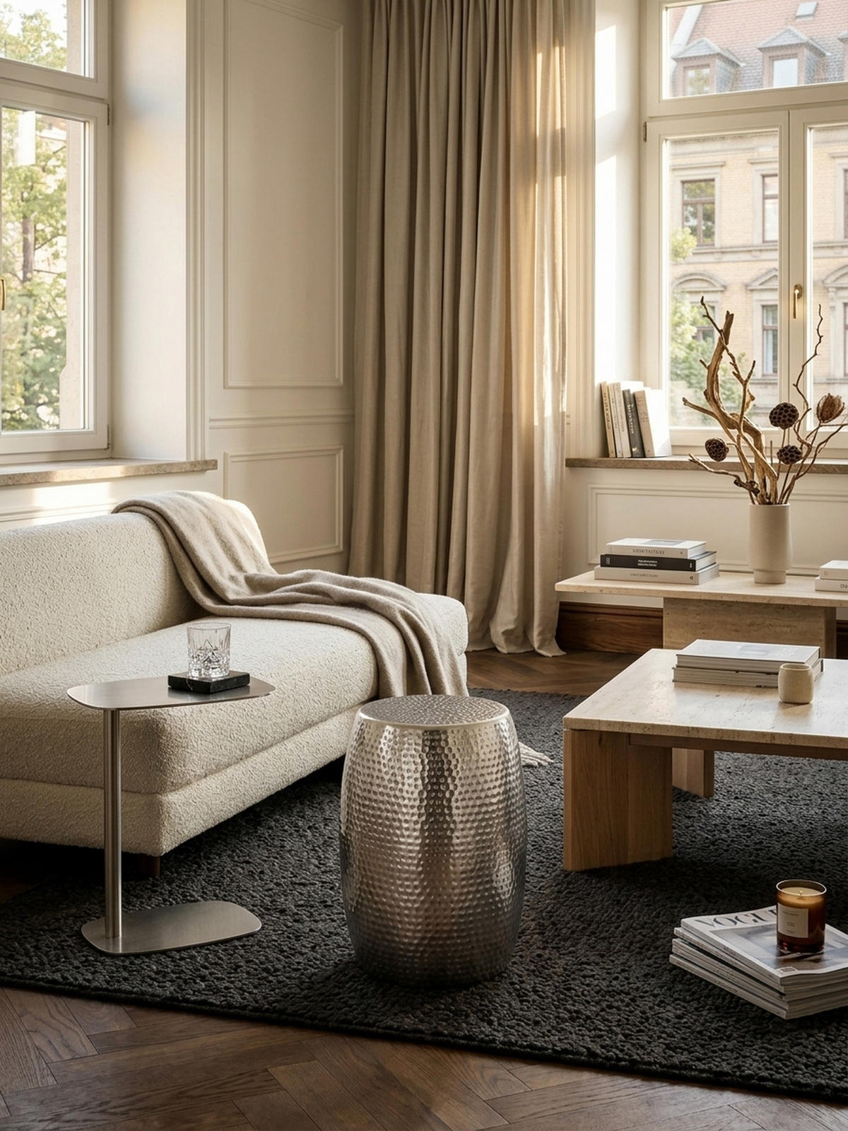 BEISTELLTISCH Aluminium Orientalisch ENNS, Silber 30x30x49 cm - Silberfarben, Metall (30/30/49cm) - KADIMA DESIGN