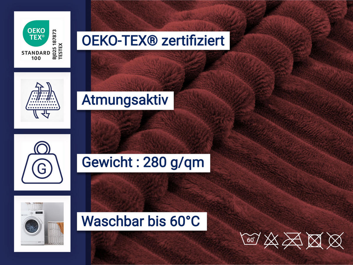 KISSENBEZUG, 2er-Set, 40x40 cm, 100% Polyester, Dunkelrot - Bordeaux, Textil (40/40cm) - Zollner