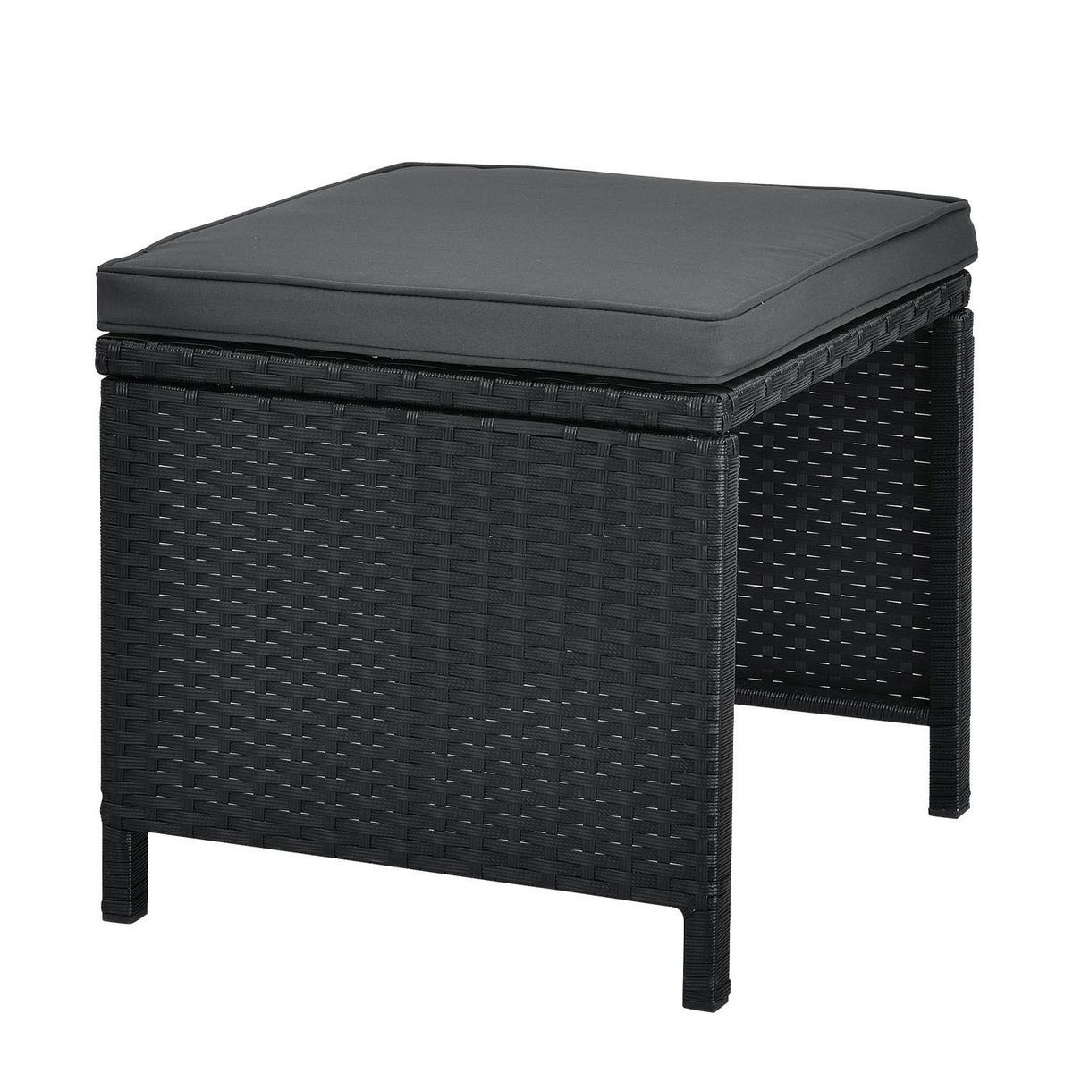 GARTENMÖBELSET Baracoa schwarz 11-tlg. - Schwarz, Kunststoff/Metall - Juskys