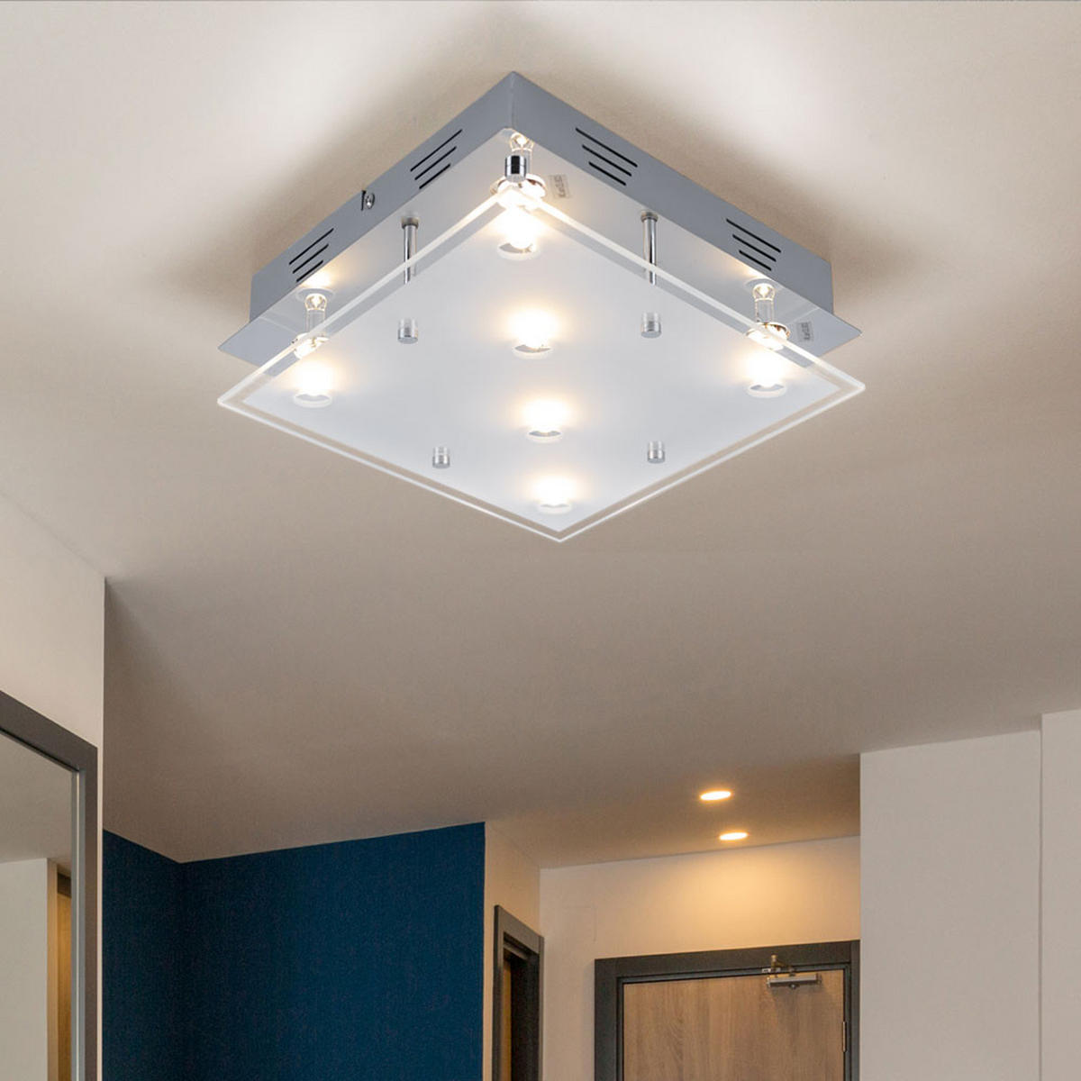 LED DECKENLEUCHTE Metall Silber gebürstet - Silberfarben, Glas (30/30/8cm) - Esto