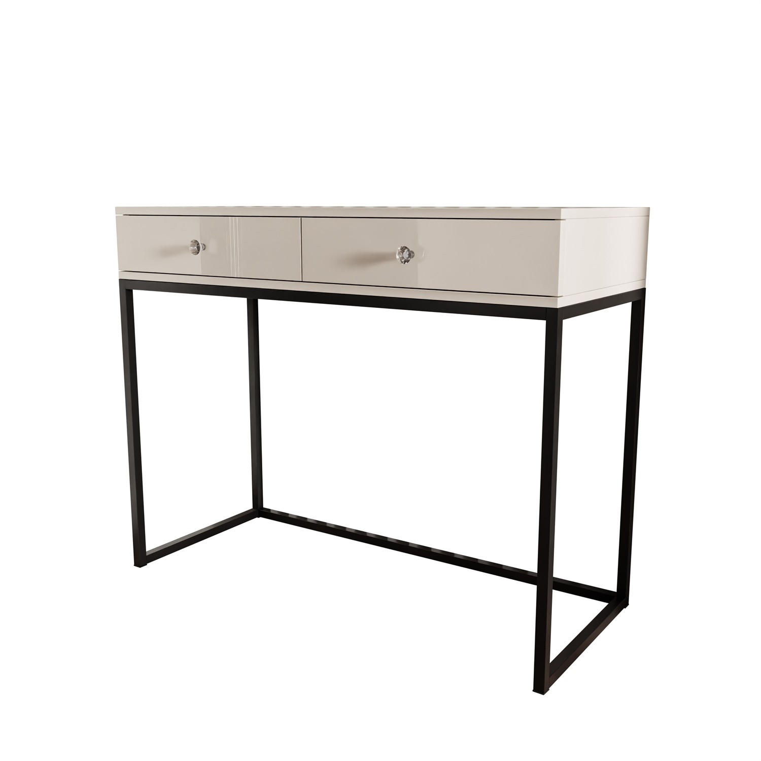 KONSOLE Glamour auf schwarzem Gestell mit Kristallgriff - Kaschmir, Holzwerkstoff (100/81/42cm) - Lookway