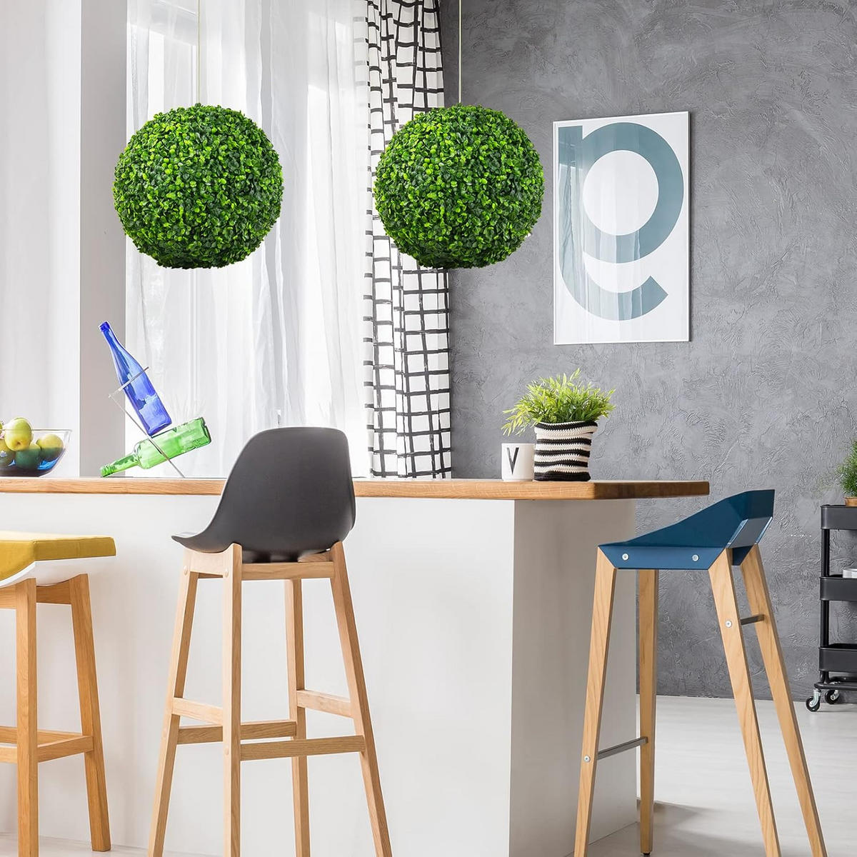 KUNSTPFLANZE Buchsbaumkugel Grün(2er-Set) - Grün, Kunststoff (40cm) - COSTWAY