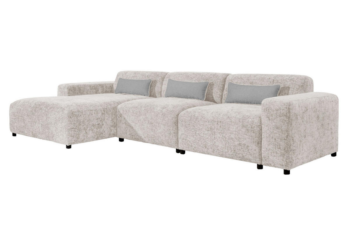 ECKSOFA L Form Jughlio Beige 331/165/75 cm Links mit Schlaffunktion - Beige/Schwarz, Kunststoff/Textil (165/331cm) - AX Living