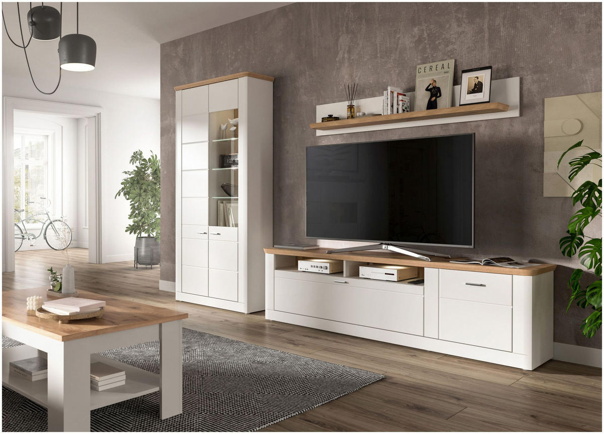 WANDBOARD Aarhus weiß Nox Oak Nachbildung - Weiß, Holzwerkstoff (150/25/22cm) - Xonox