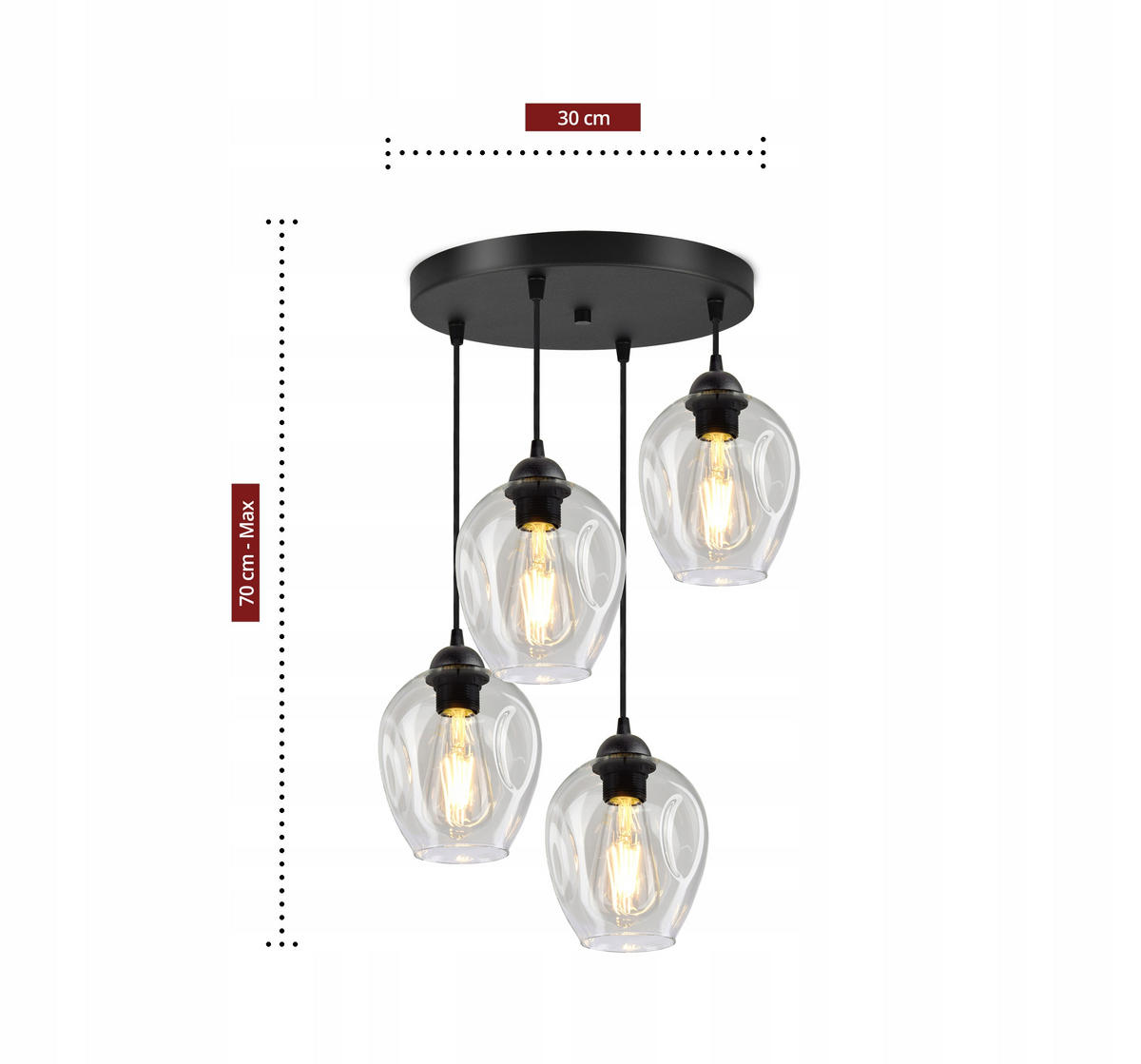PENDELLEUCHTE Hegel - Transparent/Schwarz, Glas/Metall (35/35/80cm) - kiki design