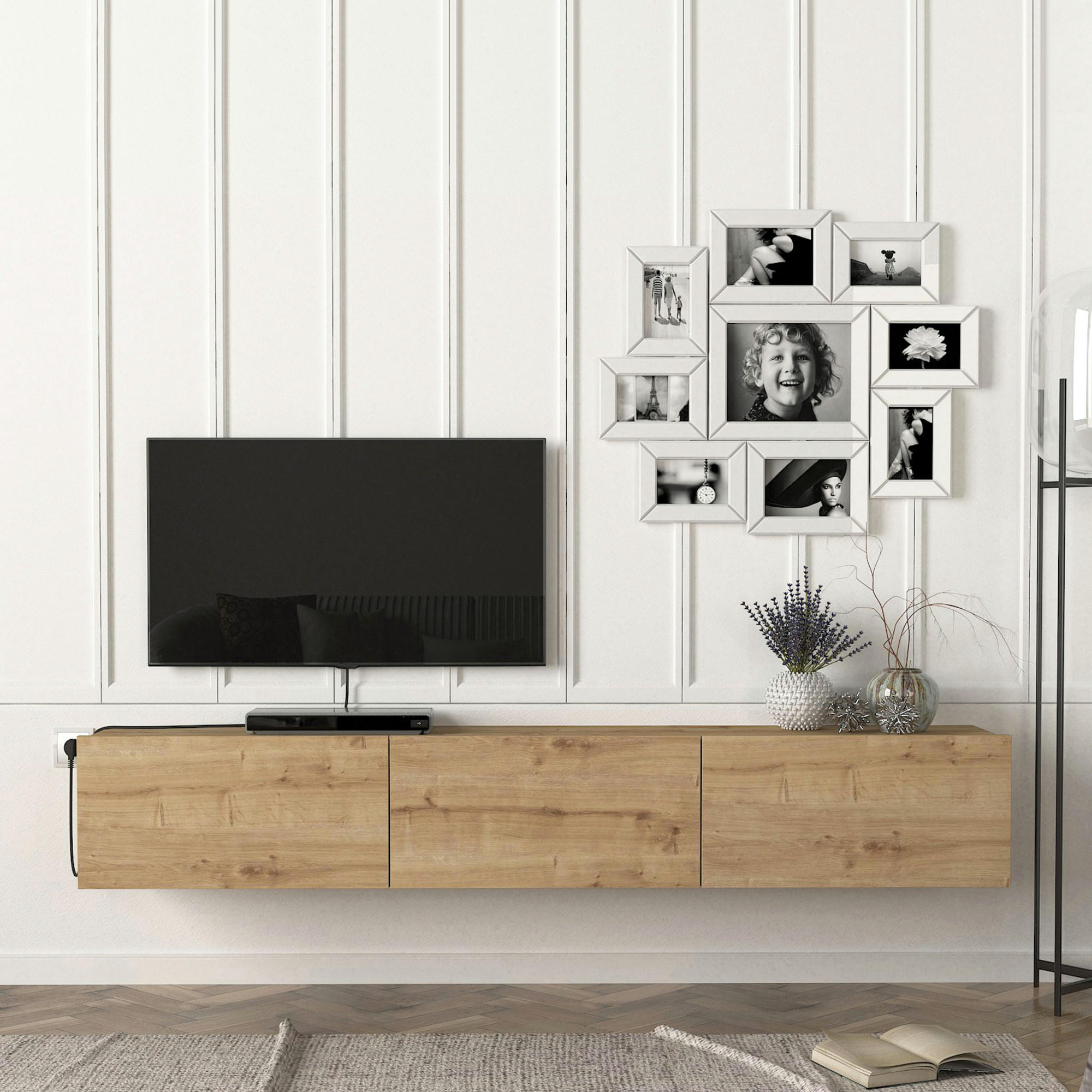TV-ELEMENT Vihti - Eichefarben, Holzwerkstoff (180/29.5/31cm) - [en.casa]