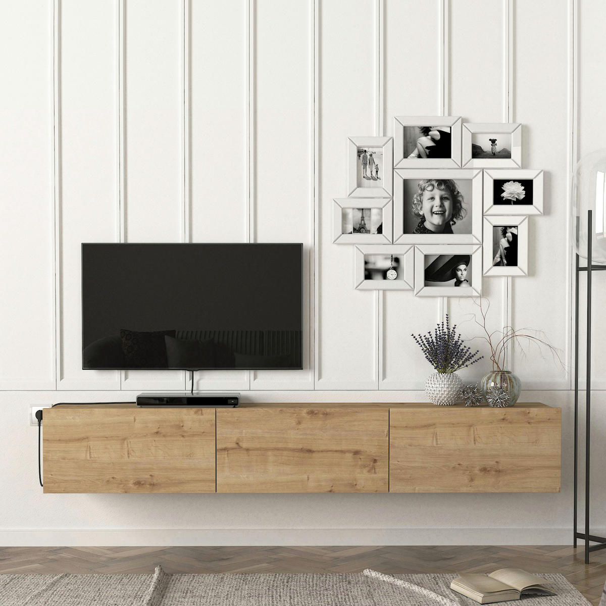 TV-ELEMENT Vihti - Eichefarben, Holzwerkstoff (180/29.5/31cm) - [en.casa]